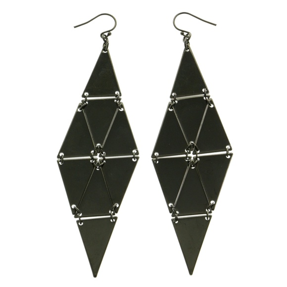 Express Drop-Dangle-Earrings Dark-Silver NWT - Picture 3 of 4